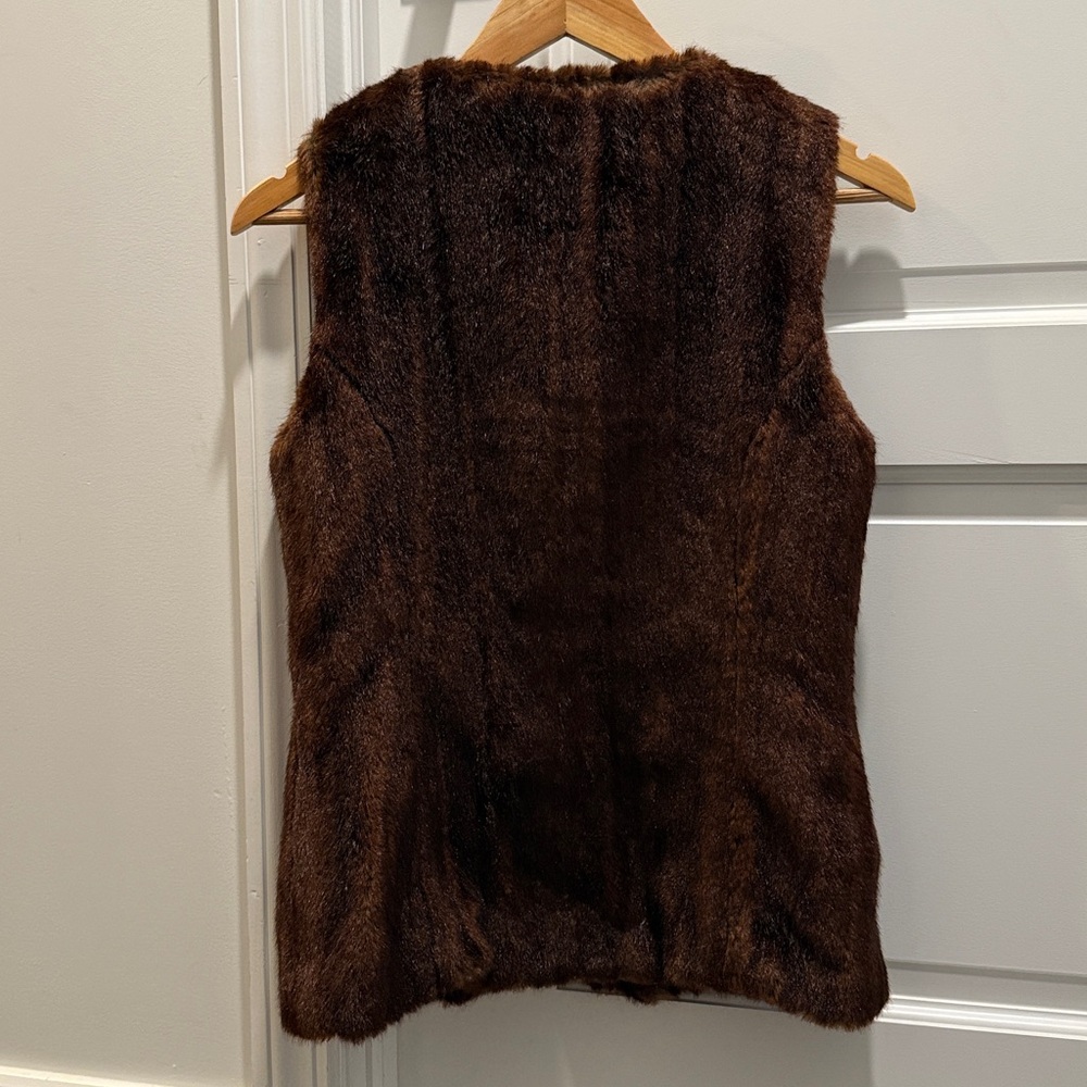 BCBG Brown Faux Fur Zip Vest - Picture 4 of 7